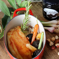 Prunes confitades al marc de cava